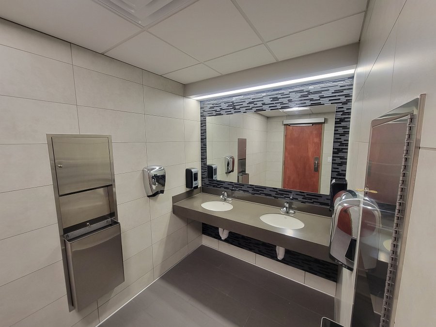 Commercial bathroom electrical and lighting by CLP Electric