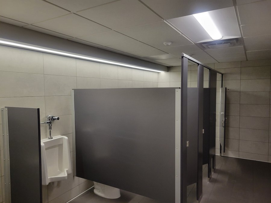 Commercial bathroom electrical and lighting by CLP Electric